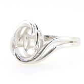 Sterling silver semi mount ring setting in oval design, customizable for various gemstone sizes, made to order.